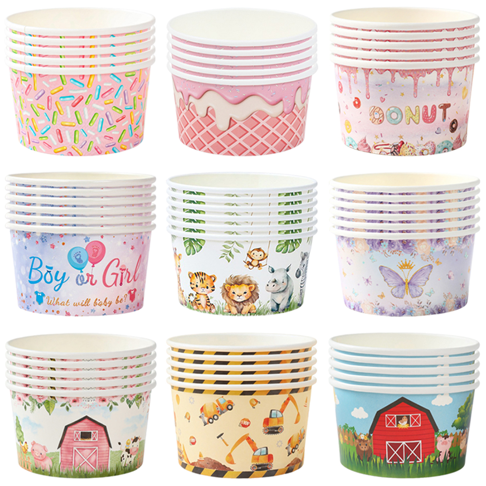 Food Snacks For Kids Party - 5-50pcs/Pack Paper Ice Cream Cups Hot