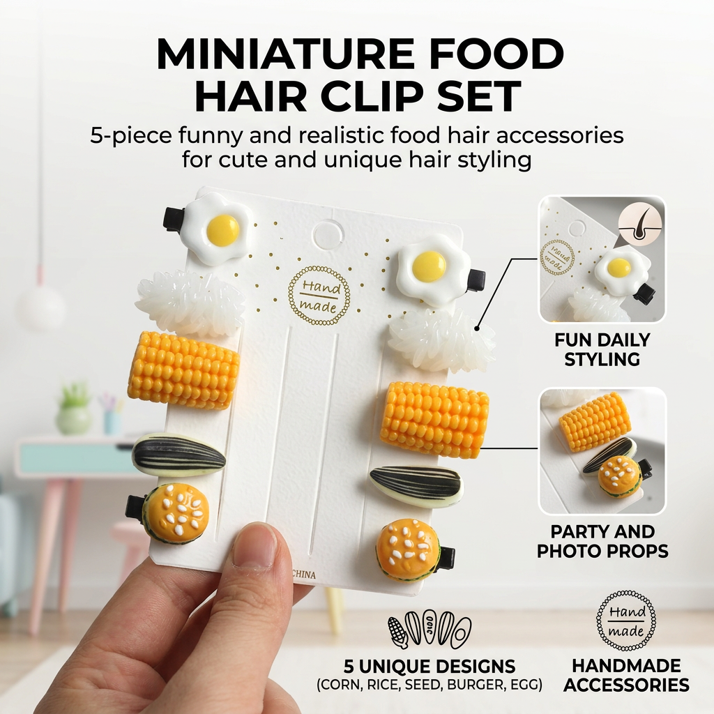 Food Snacks For Kids - Mini Food Hair Clips Set Realistic