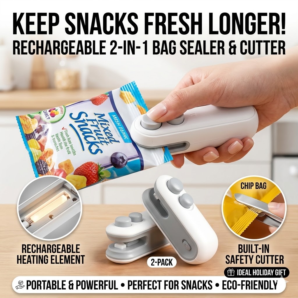 Food Snacks Easy - Mini Portable Snack Bag Sealer, USB