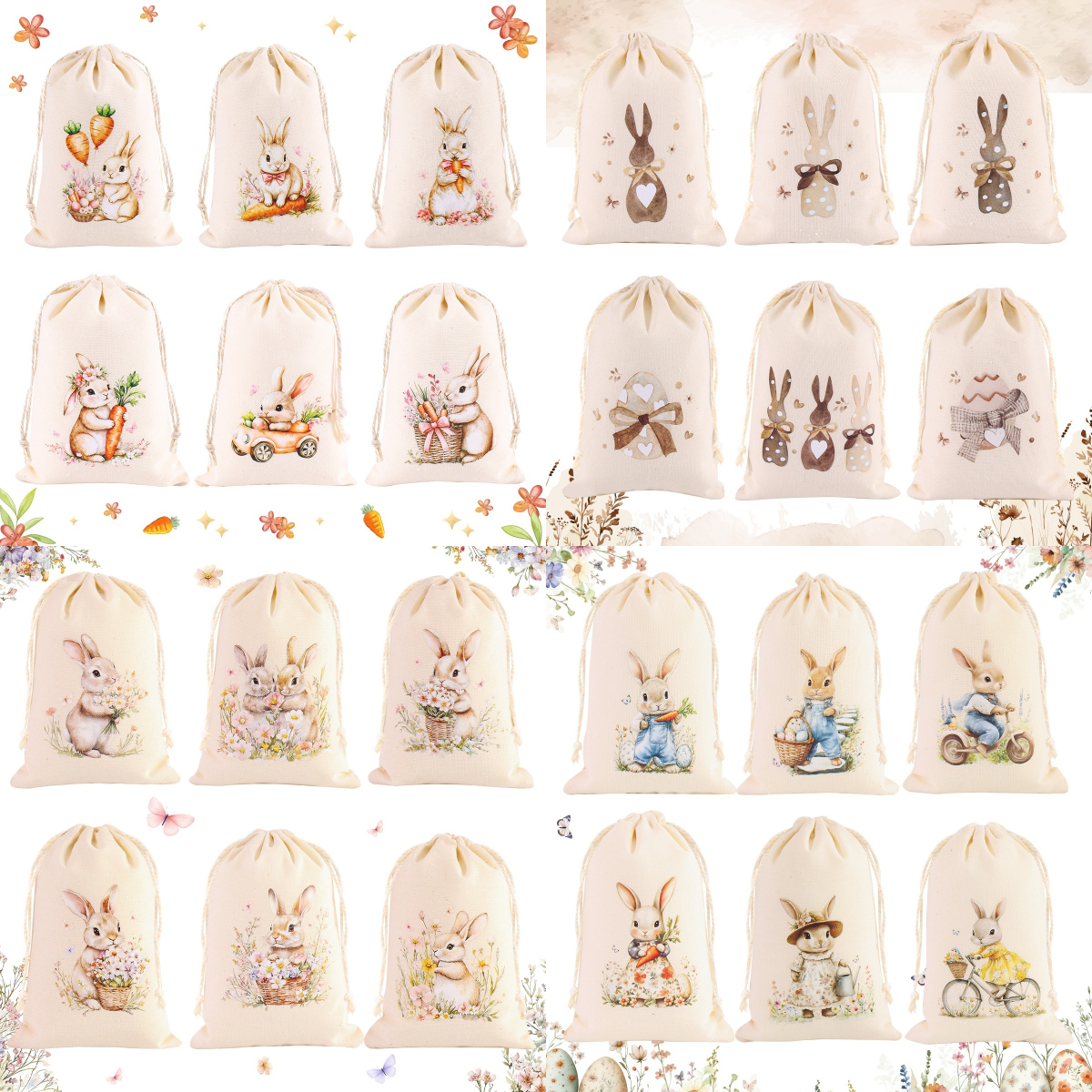 Food Snacks For Kids - 6pcs Happy Easter Cotton Candy Bags