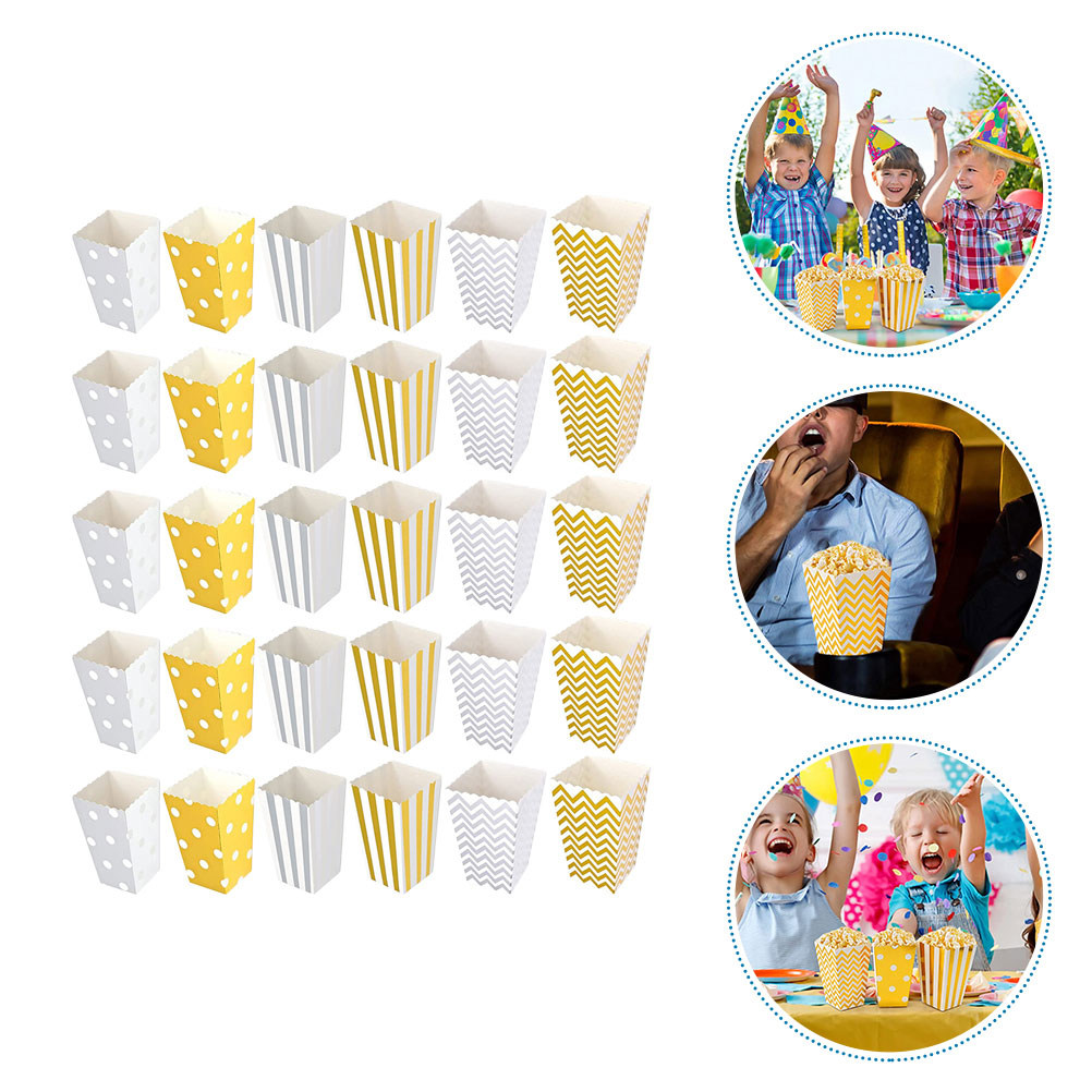 Food Snacks For Kids Party - 30Pcs Food Grade Popcorn Paper Boxes