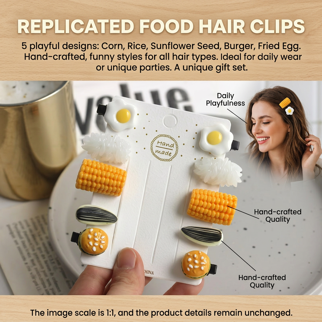 Mini Food Hair Clips Set Reali - مراجعة Food Snacks For Kids وسعره