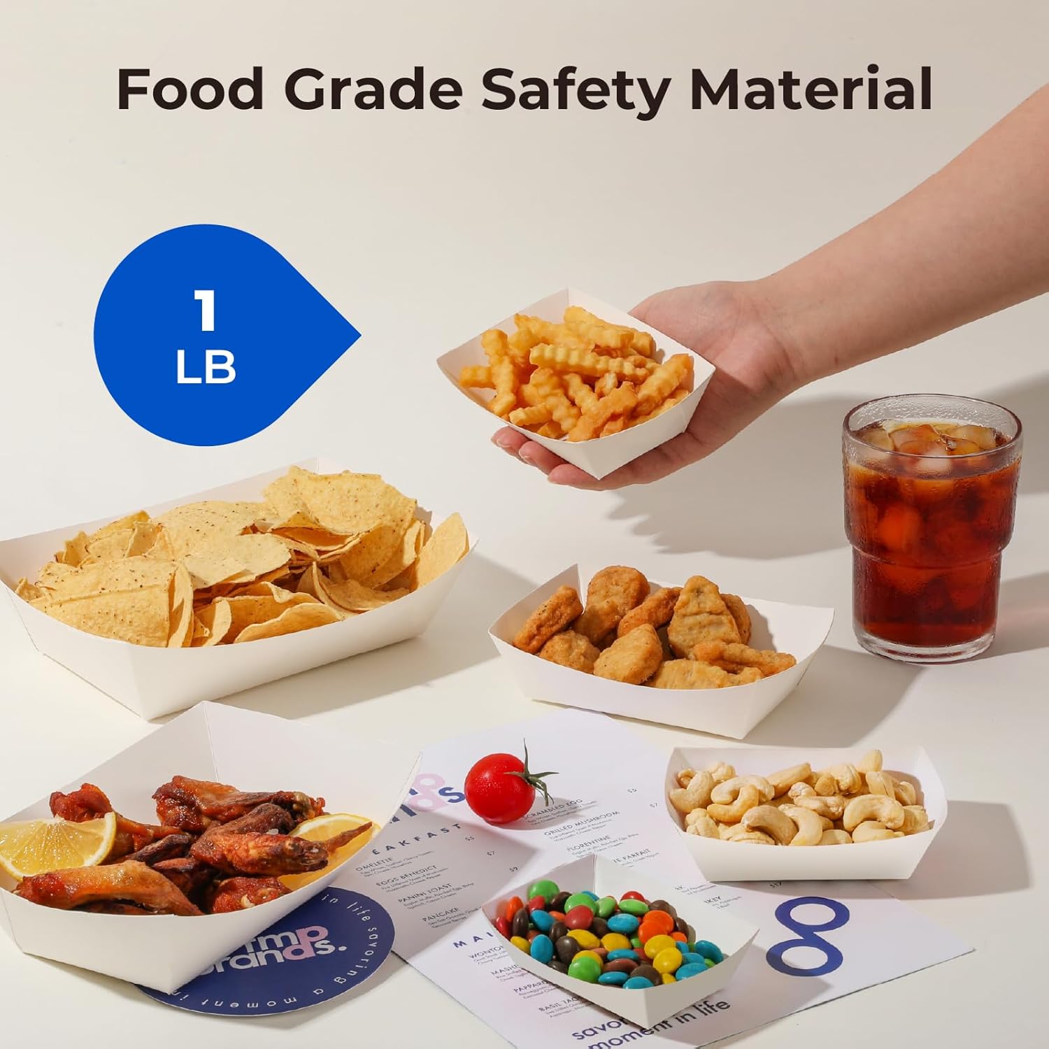 Disposable Paper Food Trays 1  - مراجعة Food Snacks Images وسعره