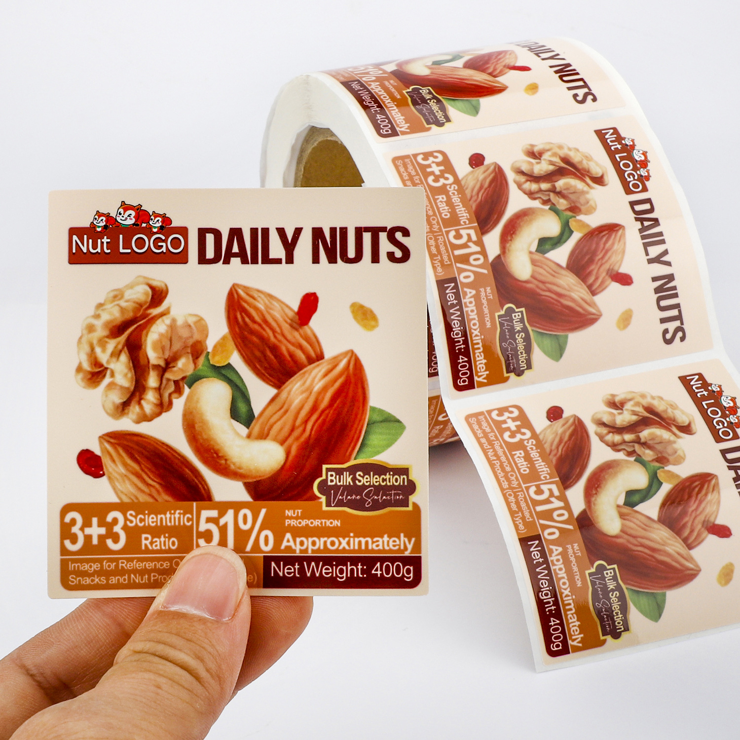 Custom snack stickers, nuts, d - مراجعة Snacks Food Labels وسعره