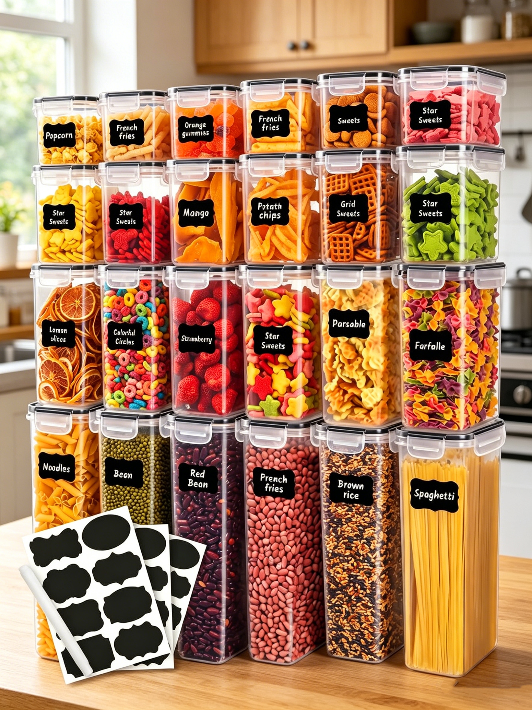 42PCS-Kitchen,Airtight food st - مراجعة Snacks Food Labels وسعره