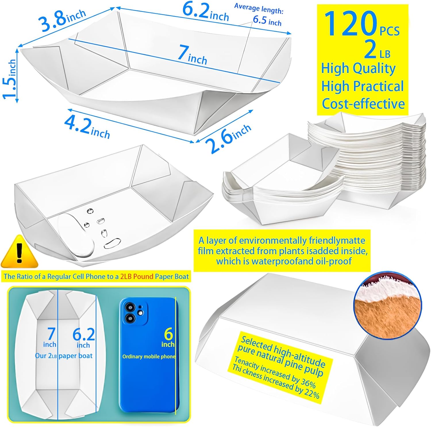 120 Pack 2lb Paper Food Boat T - مراجعة Food Snacks Images وسعره