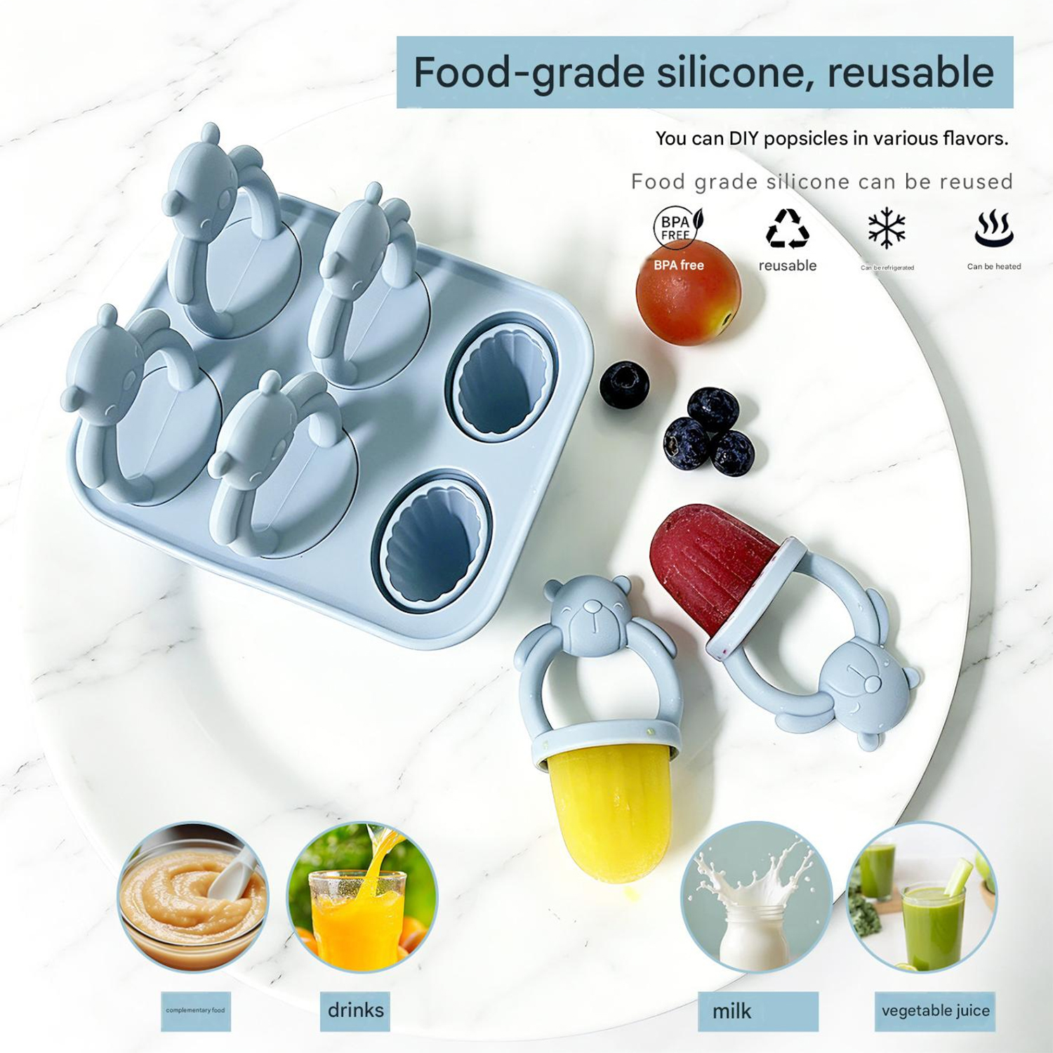 6-compartment silicone bear po - مراجعة Food Snacks For 1 Year Old وسعره