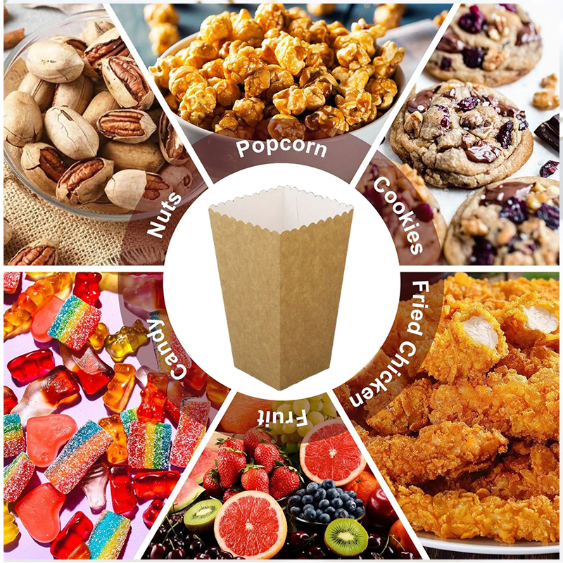 24pcs/lot Kraft Paper Popcorn  - مراجعة Food Snacks For Kids Party وسعره