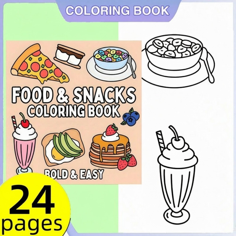 Food and Snacks Coloring Book  - مراجعة Food And Snacks Coloring Pages وسعره
