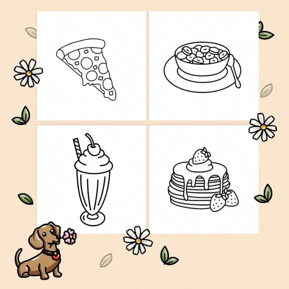Food and Snacks Coloring Book  - مراجعة Food And Snacks Coloring Pages وسعره
