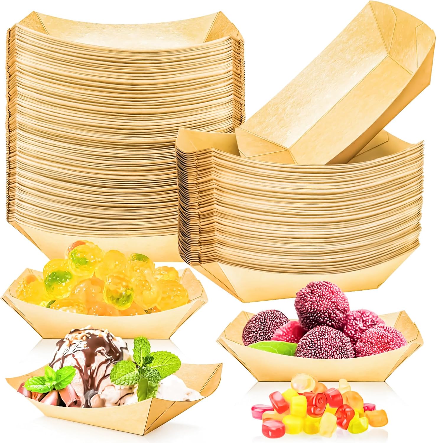 100 Pack 1/4Lb Paper Food Boat - مراجعة Food Snacks Images وسعره