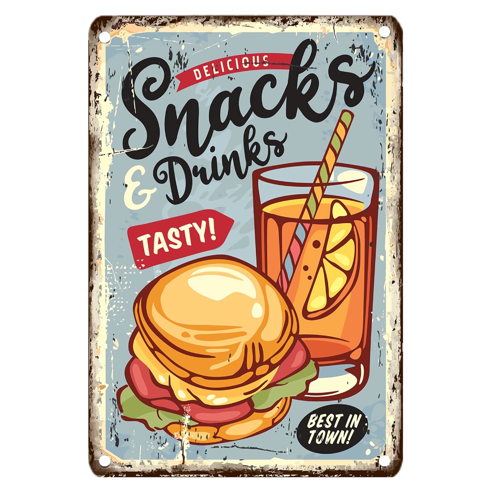 Vintage Food Metal Sign, 12x8  - مراجعة Food Snacks Easy وسعره