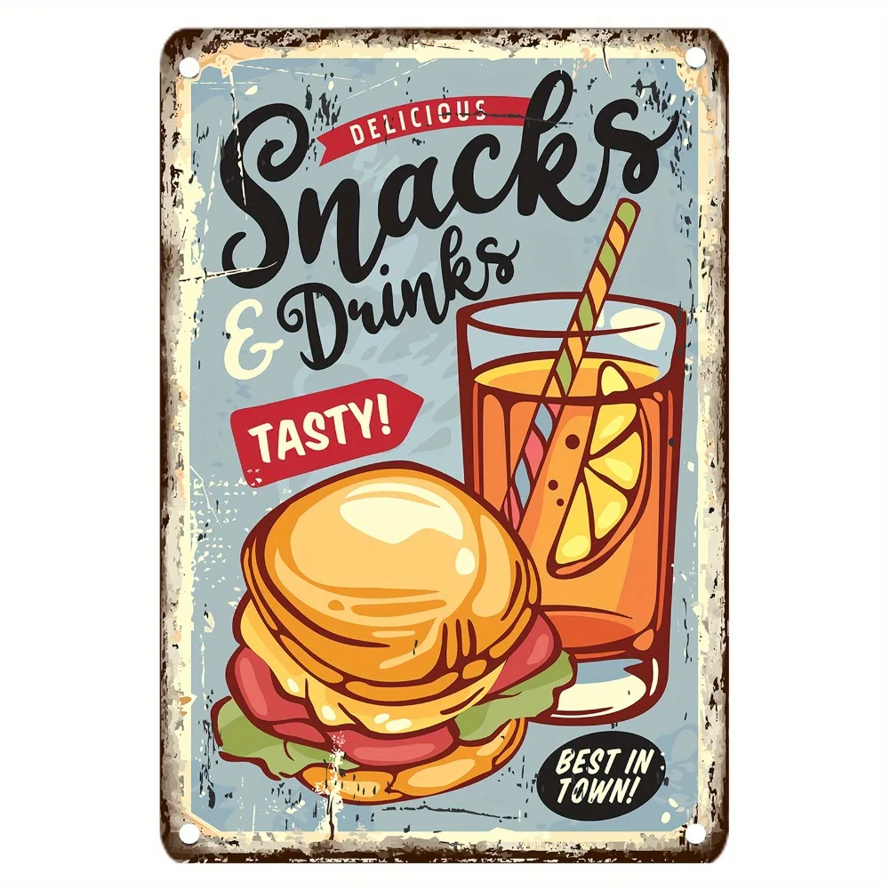 Vintage Food Metal Sign, 12x8  - مراجعة Food Snacks Easy وسعره